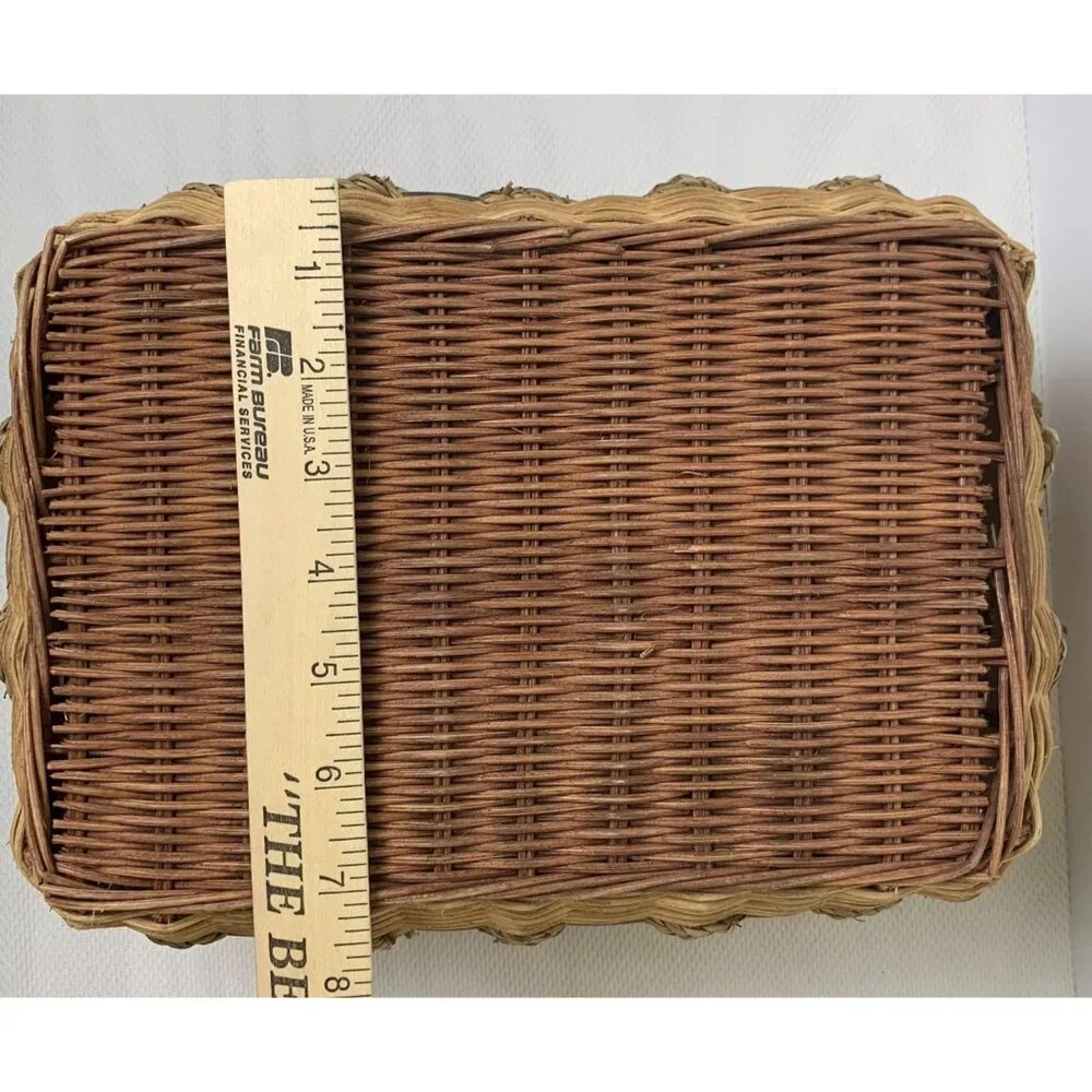 Vintage Nautical-Themed Woven Basket Wire Bail Handles Sailboat Design 10